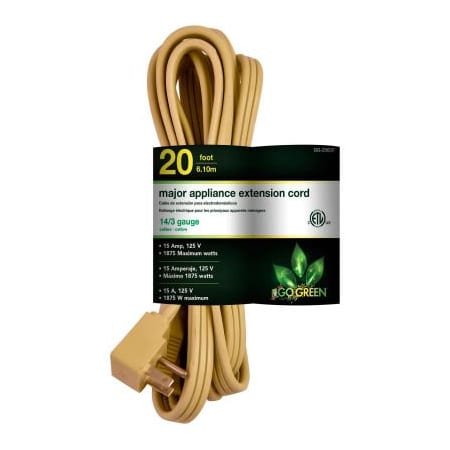 Gogreen GoGreen Power, 20 Ft Appliance Cord - Beige GG-25620